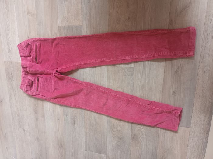 pantalon 10 ans fille tape à l'oeil rose velours chaud doux presque neuf
