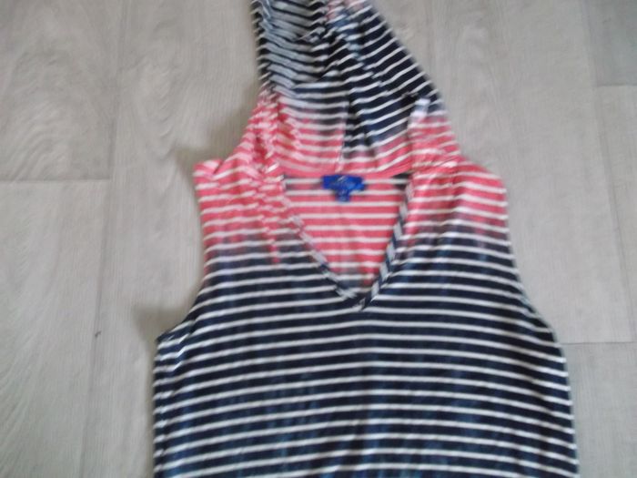 Robe BLUE CURL bleu blanc rose capuche taille M TBE - photo numéro 2