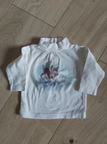 Tee-shirt col roulé fille Disney Bambi 3 mois en très bon état (78)