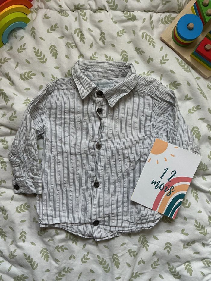chemise manches longues blanc rayé paillettes argent 12 mois kimbaloo - photo numéro 2