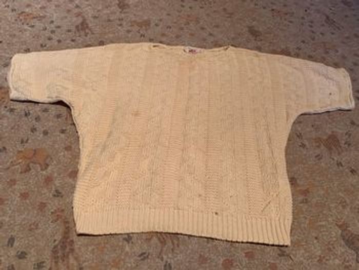 pull léger manches courtes, abricot, taille 38/40