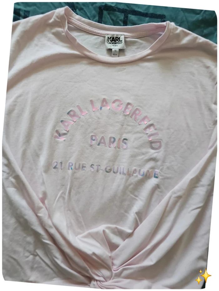 🩷 T-shirt rose Karl Lagerfeld Kids 16 ans – logo holographique - photo numéro 2