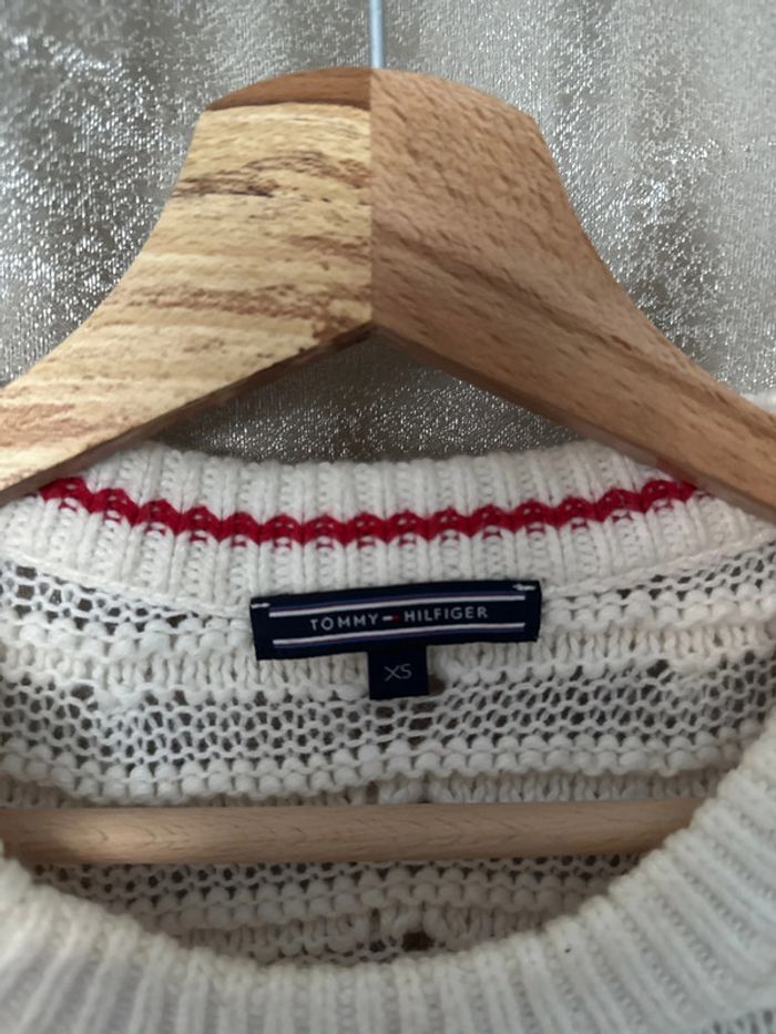Pull ajouré Tommy Hilfiger femme – blanc cassé – Taille XS - photo numéro 3