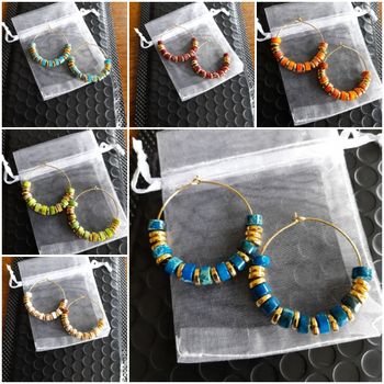 Boucles d'oreilles créoles en pierre de sédiments de mer naturels