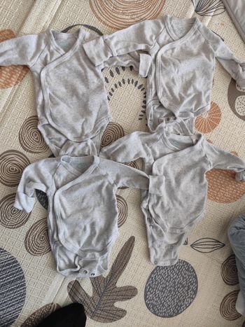 Bodies mixte gris évolutifs 1 et 3 mois coton bio