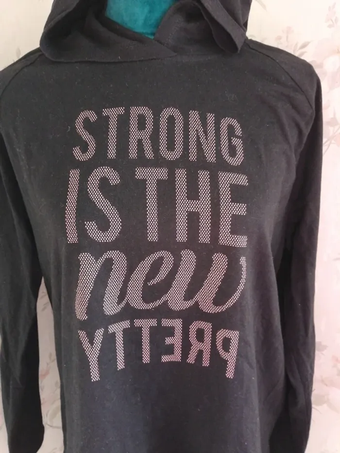 Sweat à capuche fin noir de sport avec message et lien à nouer / crivit / (L) - photo numéro 5