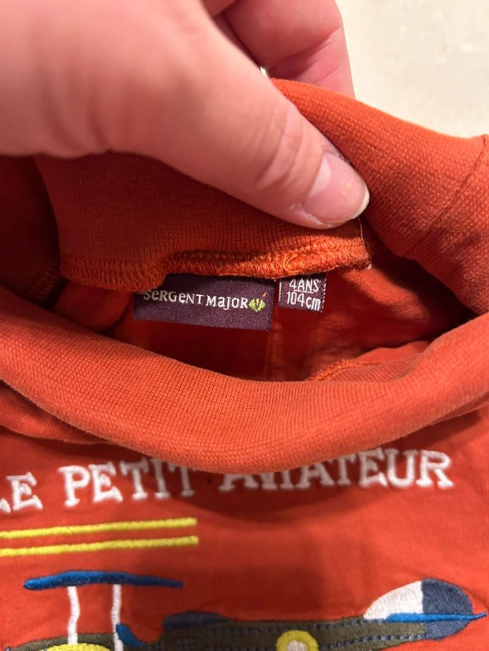 Sous pull col roulé aviateur orange Sergent Major 4 ans - photo numéro 5
