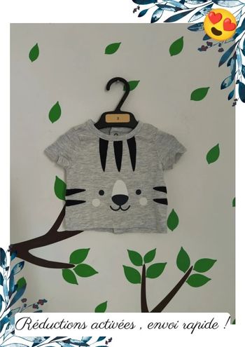 T-shirt bébé tigre 🐅 Naissance 50cm