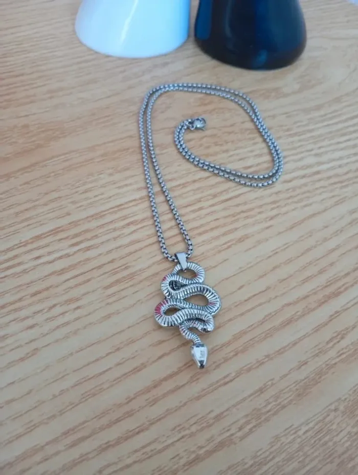 Solde 💝 Cadeau homme Chaine serpent courbé en acier inoxydable gr