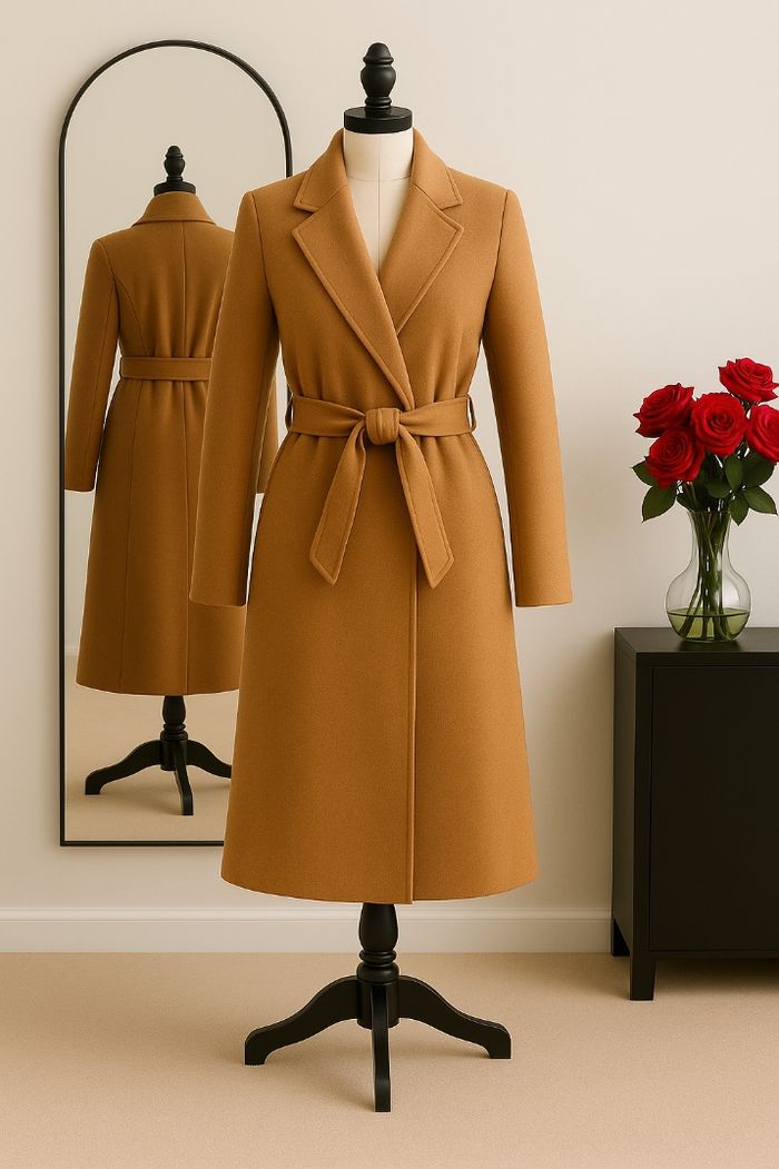 Manteau en laine camel made in France