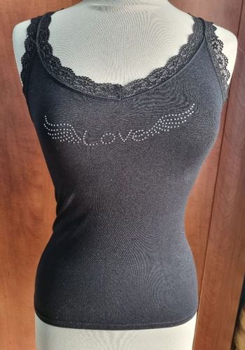 Débardeur noir motif fleur (rose 🌹) taille M-L