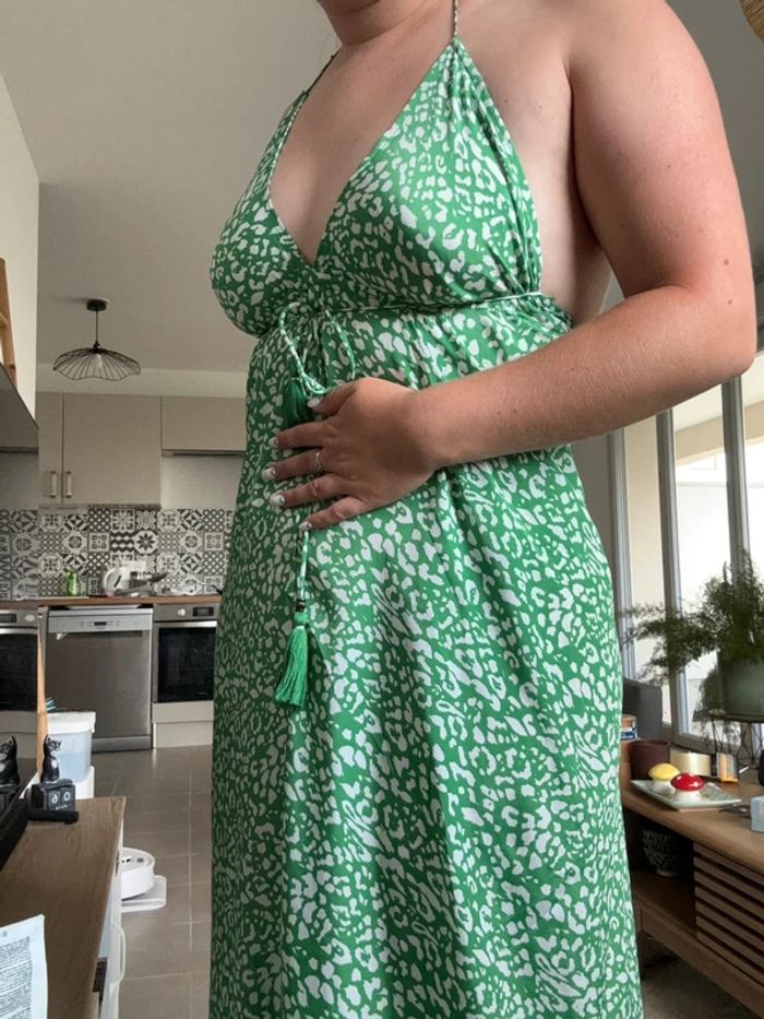 Robe longue verte et blanche GOA taille M - photo numéro 4