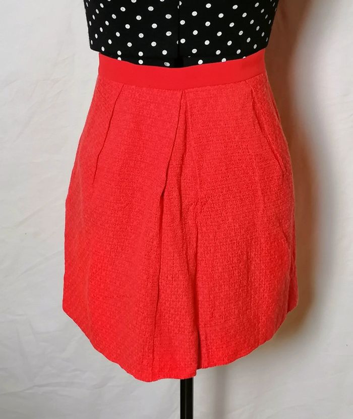 Jupe courte rouge en soie et coton taille 38 Claudie Pierlot - photo numéro 2