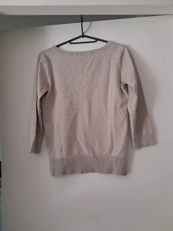 Pull manche 3/4 crème h&m - photo numéro 2