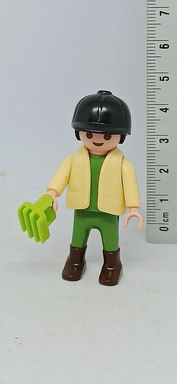 Enfant garçon cavalier avec brosse verte playmobil