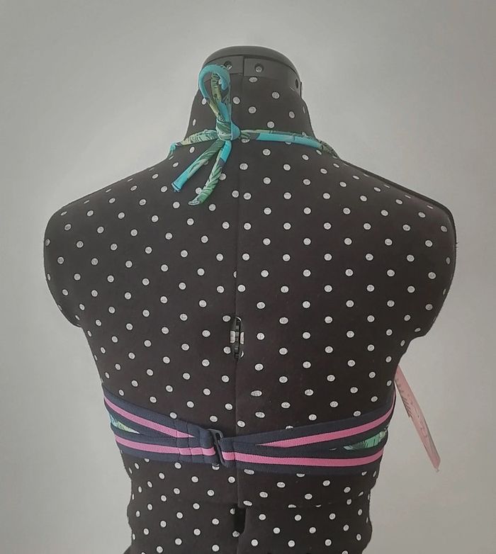 Haut de maillot de bain tropical bleu turquoise rose Taille 34 Penti - photo numéro 4