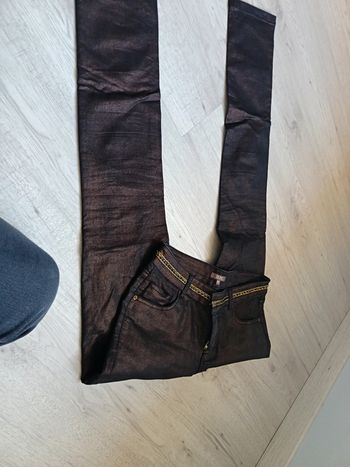 Pantalon femme 38 M grain de malice tbe brun satinée
