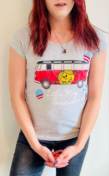 T-shirt femme gris chiné Mr Men Little Miss Little Miss Sunshine - M/38 - Très bon état 