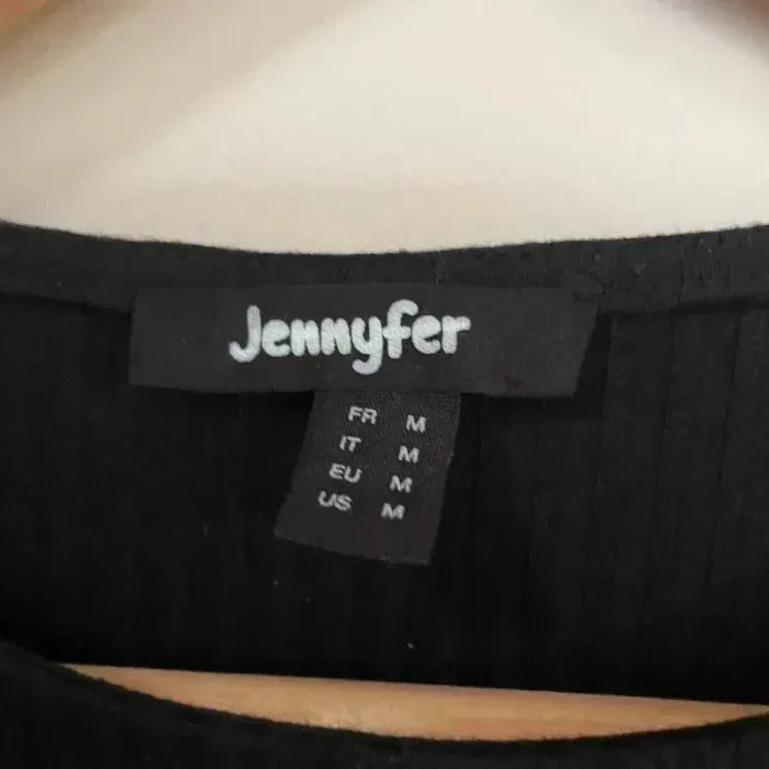 t-shirt Jennyfer T.M manches ajourées, maille côtelée stretch, col rond, coupe près du corps V036 - photo numéro 8