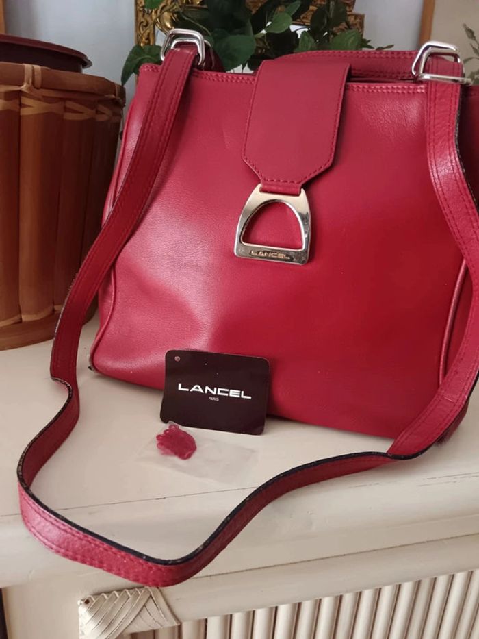 Sac Lancel cuir rouge vintage