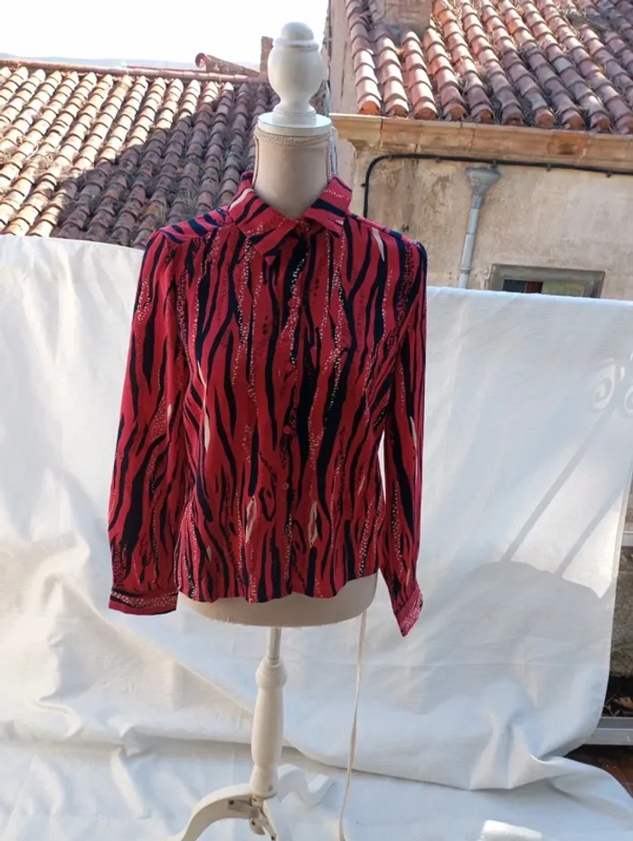 Chemisier vintage imprimé zébré taille 36
