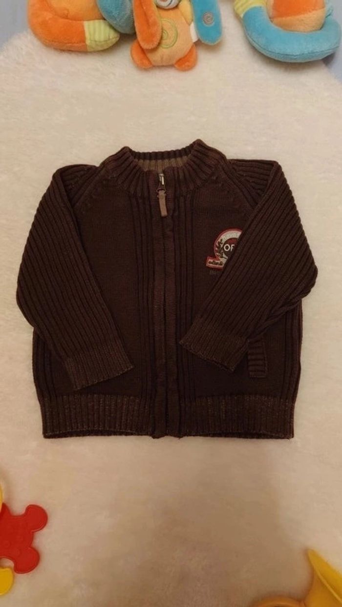 Gilet zippé côtelé marron "Have Fun With Orc" T. 6 mois Orchestra 💮100% Coton - photo numéro 3