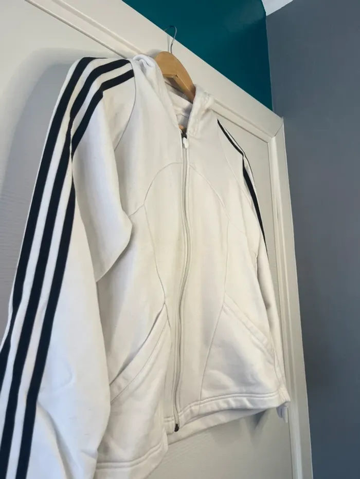 🔹 Gilet à Capuche Blanc – Adidas Vintage 🔹 - photo numéro 3