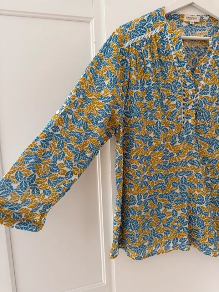 Superbe blouse neuve fluide fleurie en coton et viscose Season neuve 🌸 44 XXL - photo numéro 8