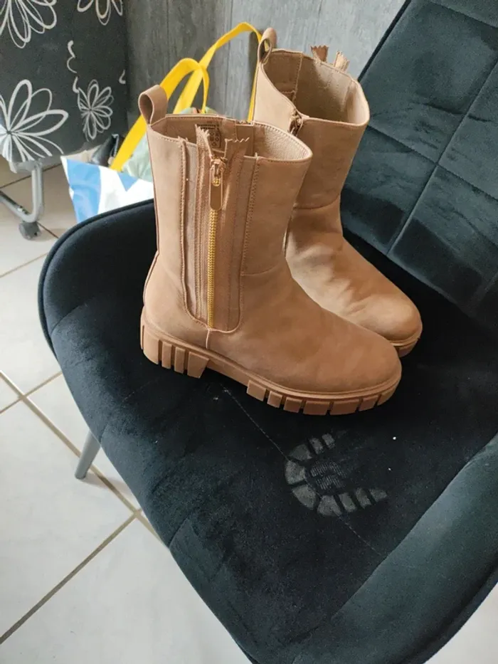 Botte beige façon daim taille 39 beige - photo numéro 3