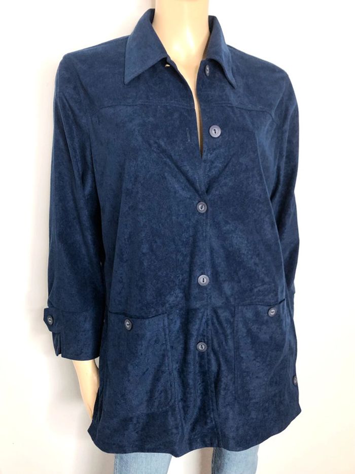 Très belle chemise style velour bleue nuit taille 40 (voir mesures) - photo numéro 7