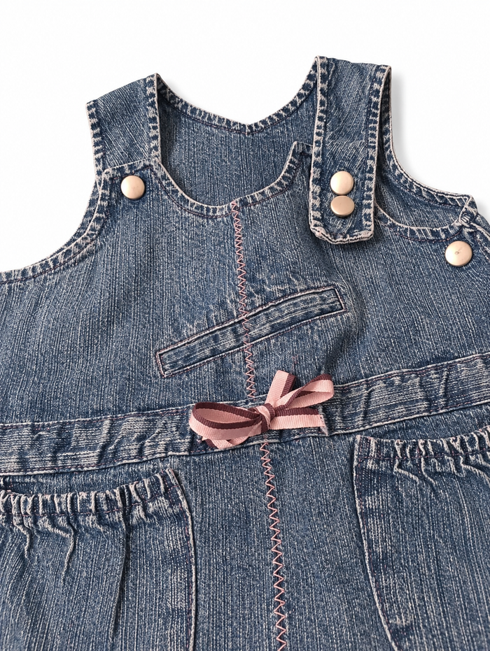 Robe en jean. 18 / 24 mois. Coutures et ruban fantaisies. - photo numéro 2