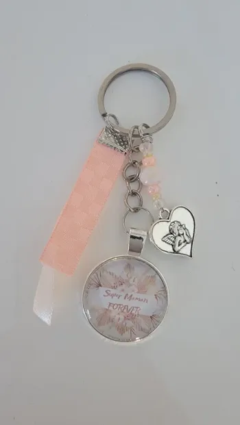 Cadeau maman, porte clé message bijoux de sac " super maman