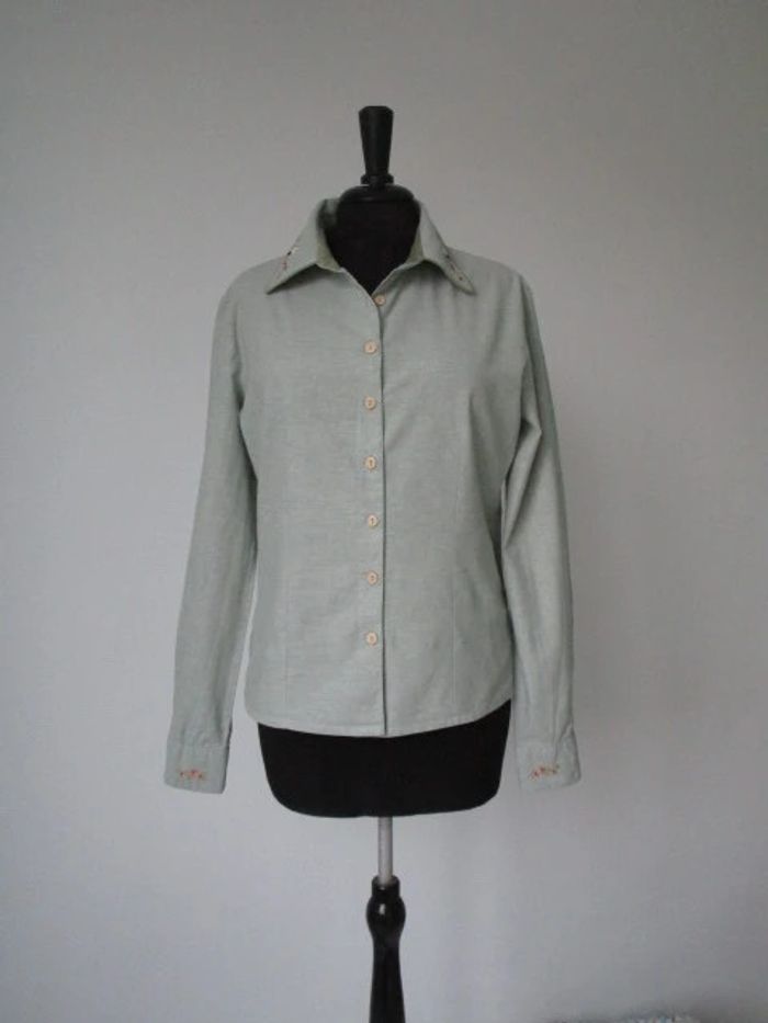 Chemise verte vintage chiens 38/40 TBE