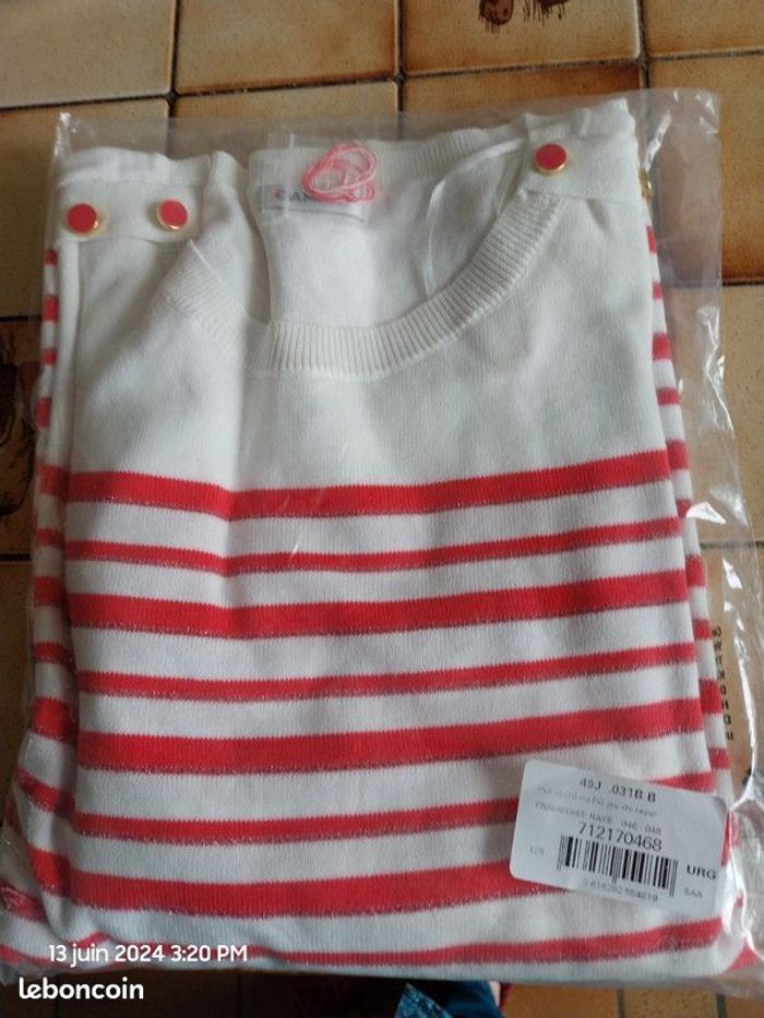 Rayé Framboise - Pull Marinière rayures brillantes – rayé framboise - 46/48 - Damart - photo numéro 6