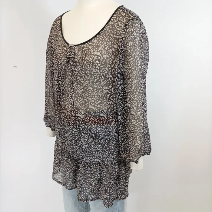 Blouse manches longues Leopard transparente - Jacqueline Riu T46 Ouverte goutte au dos A1534 - photo numéro 2