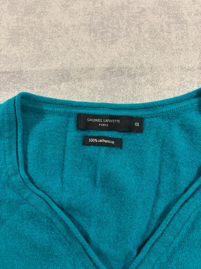 Sweat Galeries Lafayette 100% Cachemire Vert - Bleu canard Taille S - photo numéro 3