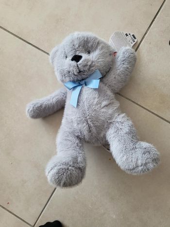 Ours gris en peluche neuf 34 cms