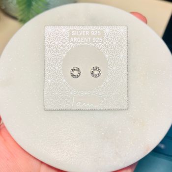 Boucles d’oreilles en argent 925 avec diamants, marque I AM, Neuves