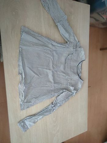 Blouse okaidi blanche a pois marine 10 ans