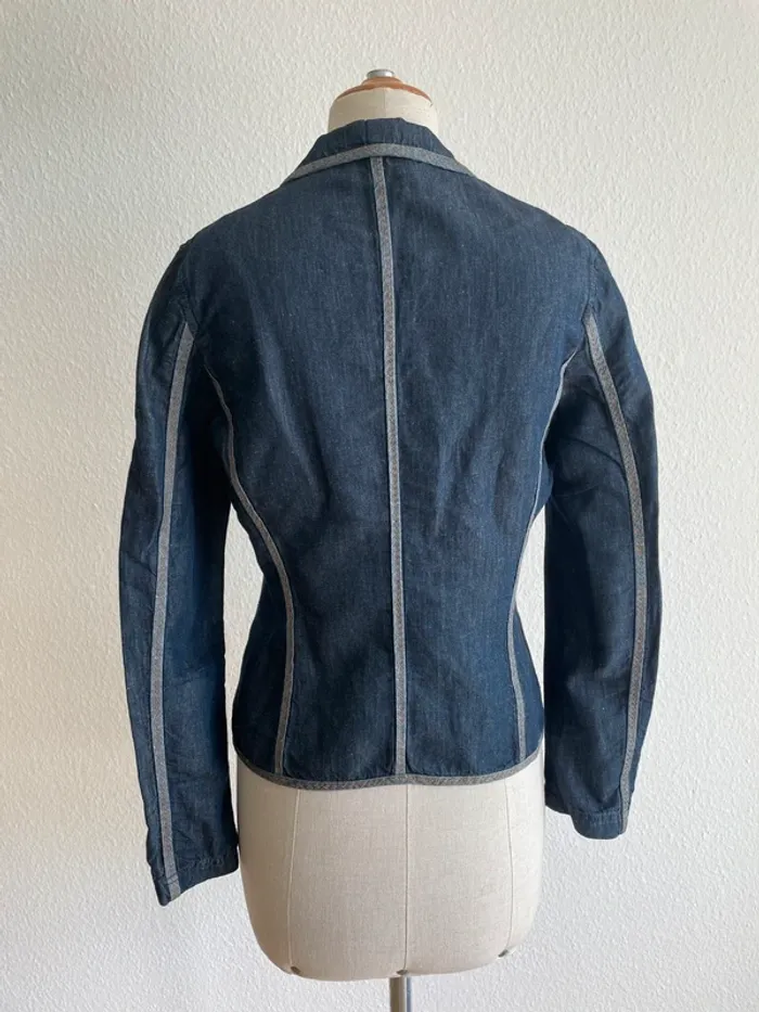 Veste blazer bleu marine Gérard Darel coton-lin - photo numéro 4