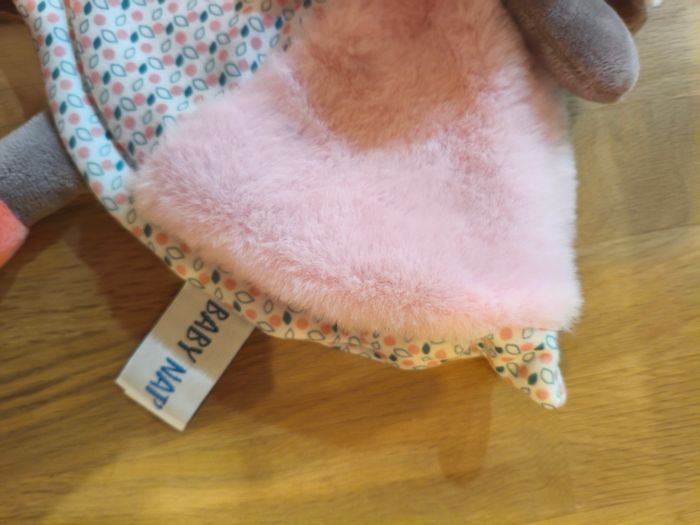 Doudou Semi Plat Hippopotame Zoé Zoe Blanc Rose Mauve Baby Nat Babynat - photo numéro 3