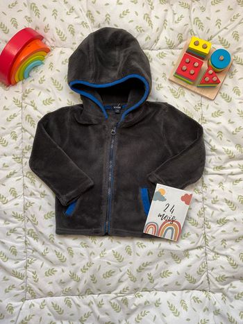 gilet zippé polaire avec capuche gris 24 mois kiabi