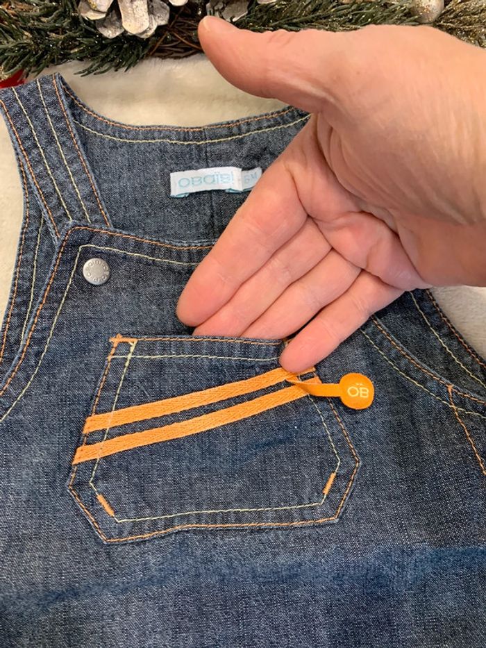 Robe Salopette Obaïbi Bleue Et Orange 6M - photo numéro 3