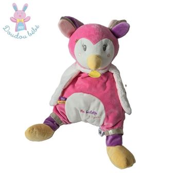 Doudou Chouette Melle Lou range pyjama rose blanc Baby Nat