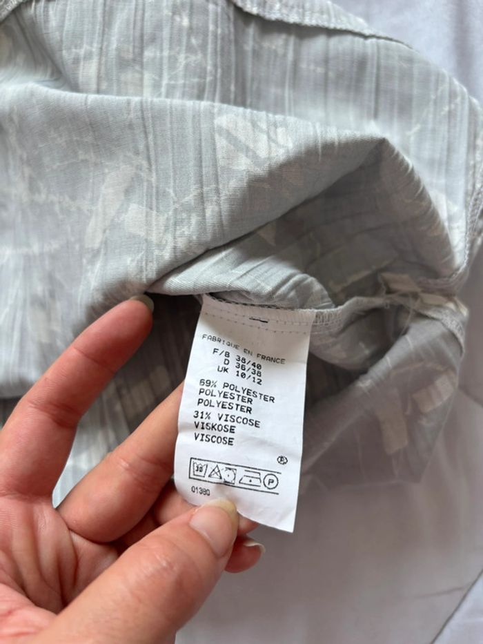 Tunique blouse vintage 90s ample grise col fendu manches 3/4 – Afibel – taille M/38 France - photo numéro 8