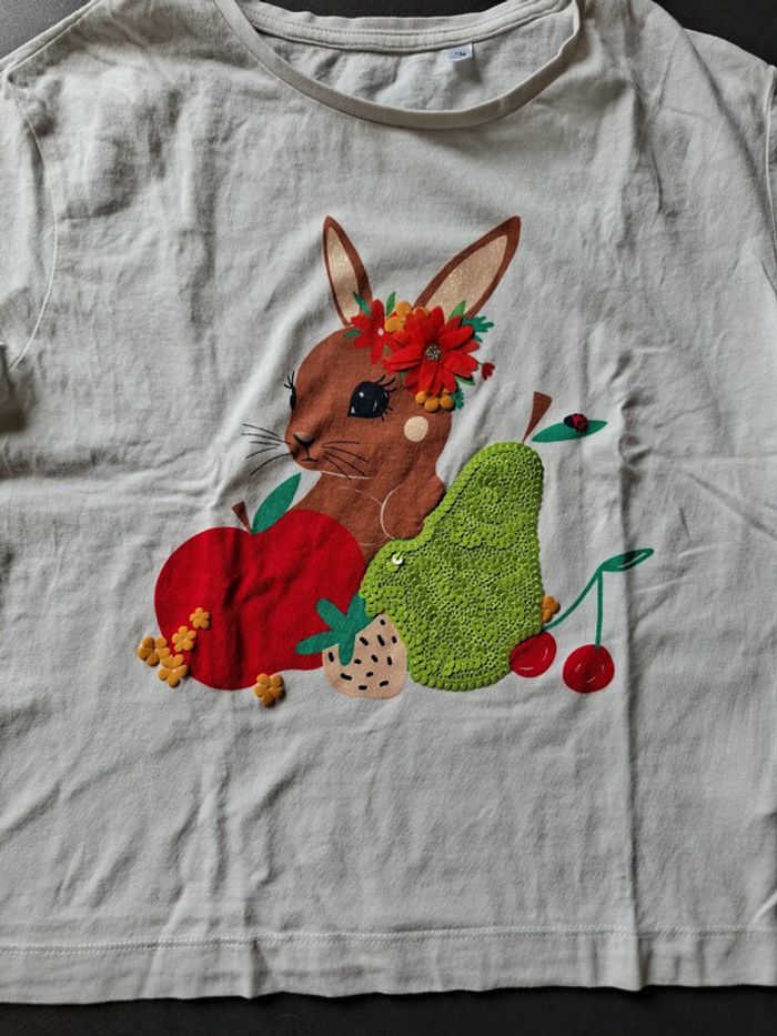 Tee-shirt manches courtes Palomino décor lapin poire 9 ans - photo numéro 2