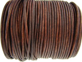 [NEUF] 50m Cordon Cuir Véritable Esnado - Ø 3mm - Marron Antique / Patiné