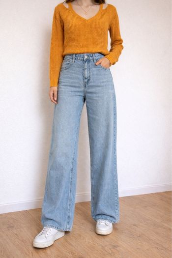 Jean wide leg taille haute évasé - Taille 38 M - Mango