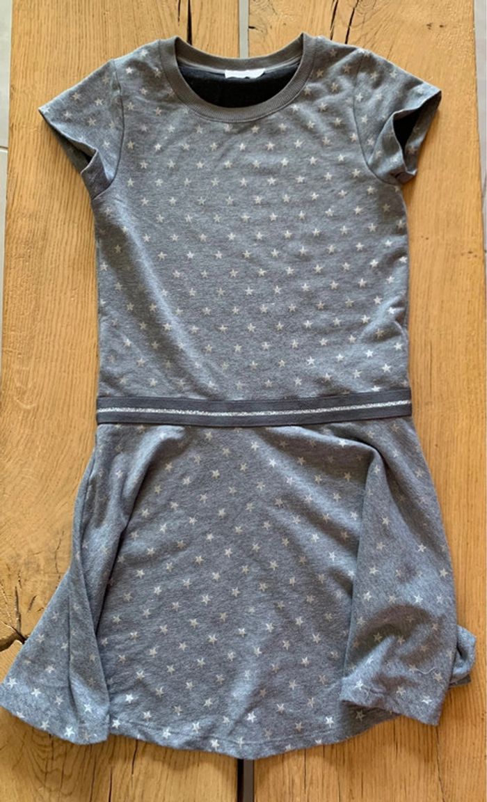 Robe manches courtes grise motifs étoiles fille 10 ans Orchestra