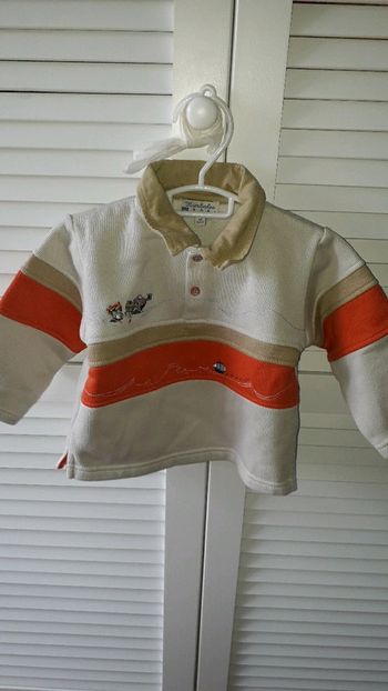 Sweatshirt beige et orange petits chats taille 18 mois